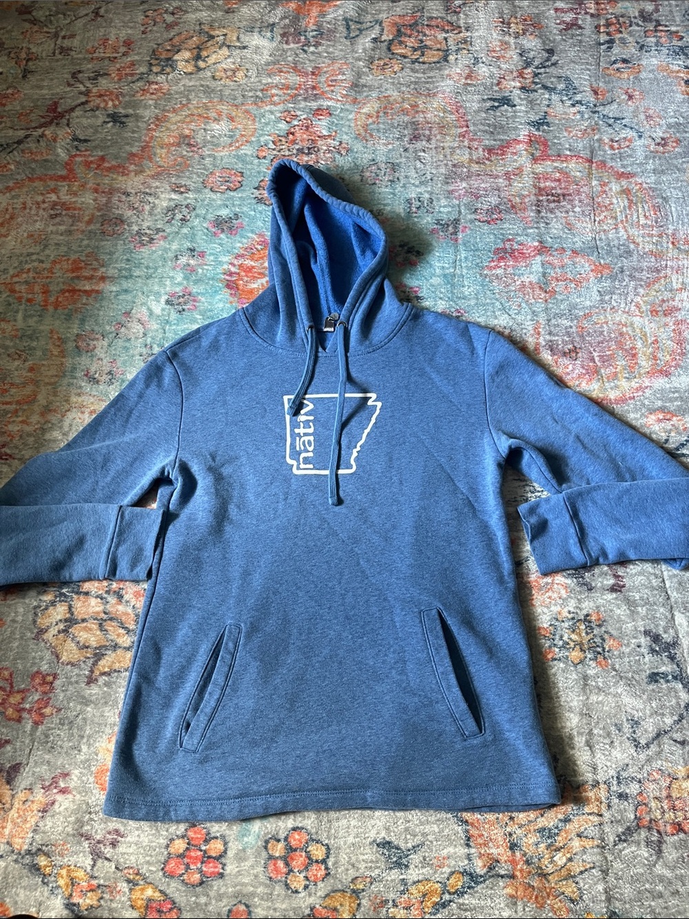 Native Blue Zip-Up Hoodie Sweater with Logo